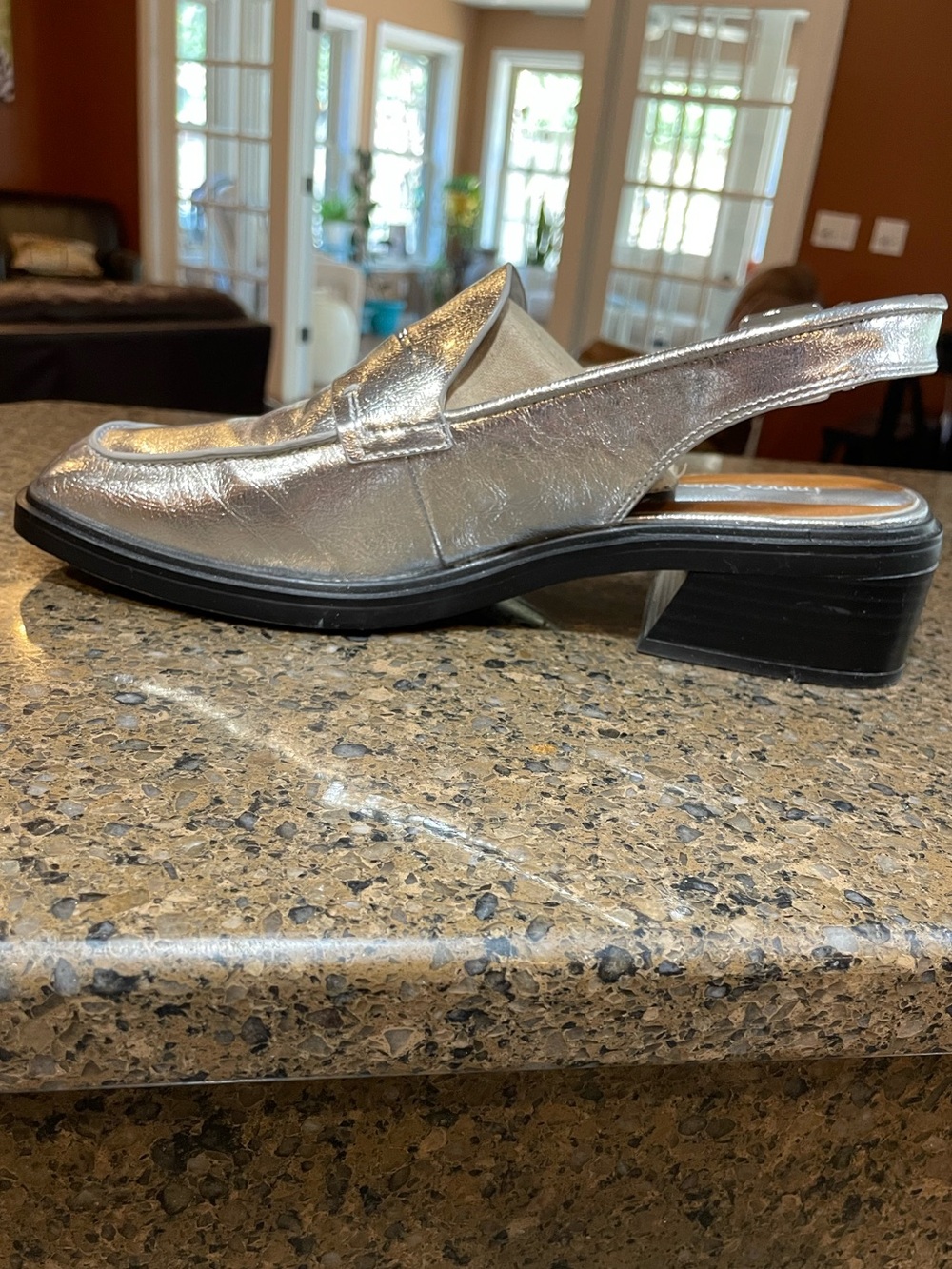 Franco Sarto Womens Giada Slingback Low Heel Loafers Metallic Silver Sz 9 Buckle - Picture 7 of 12